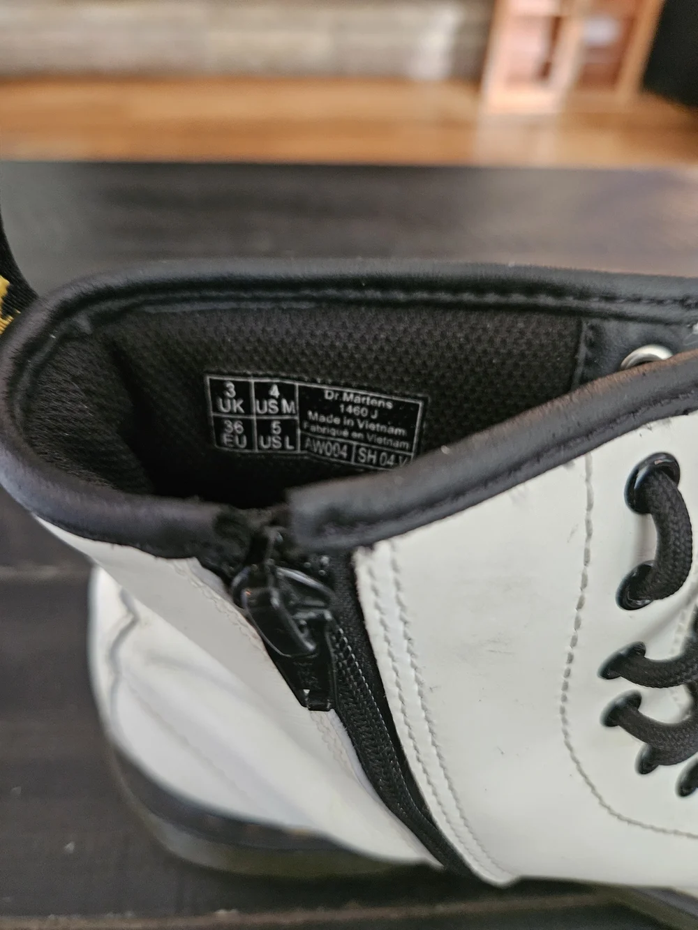 Dr. Martens White Leather Lace-Up Boot with Black Trim